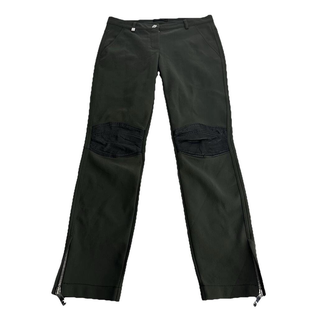PINKO italy Designer gray Moto leather knee patch Ankle Zip pants Size 6